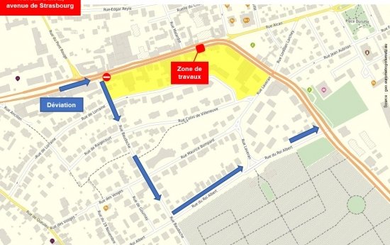 Travaux Metz, avenue de Strasbourg