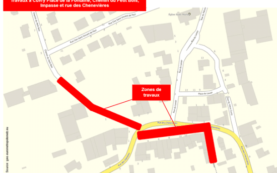 Cuvry, Place de la Fontaine, Chemin du Petit Bois, Impasse et rue des Chenevières